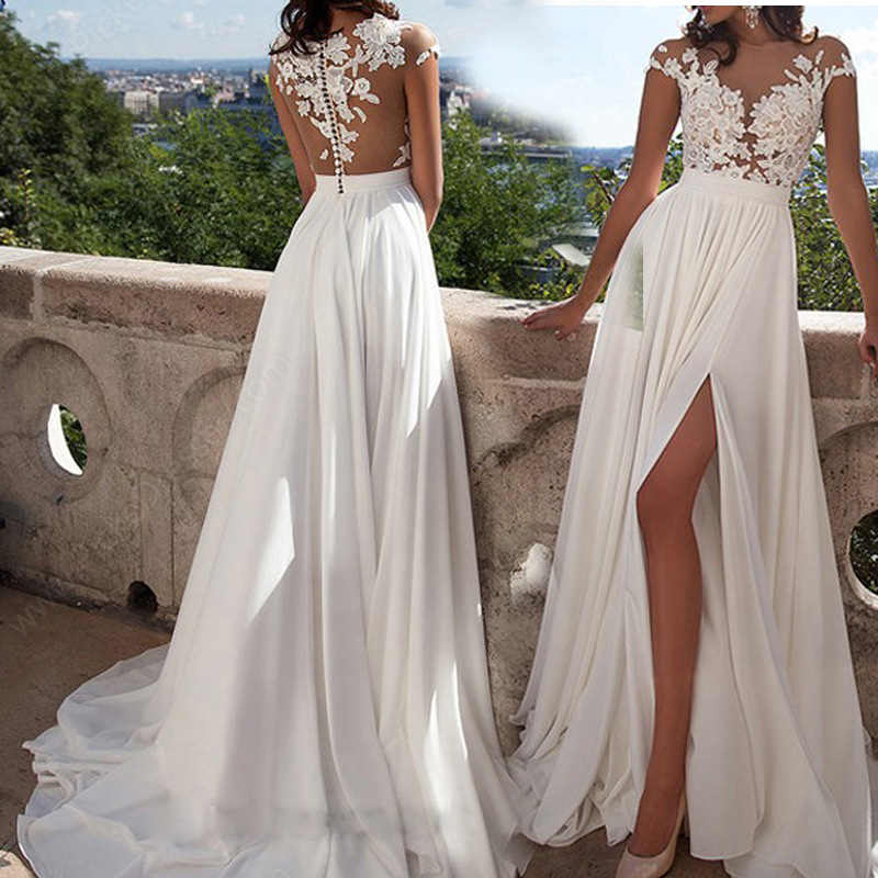 Celestia Lace Illusion Backless Gown