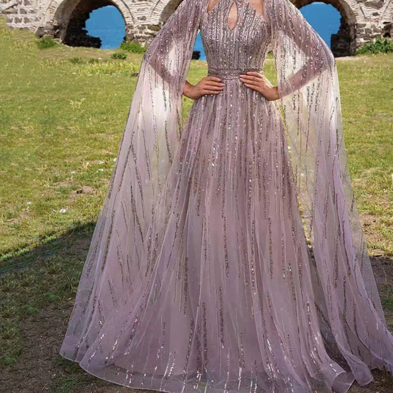 ✨Aurelia Crystal Cape Gown - Image 2