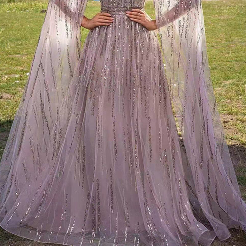 ✨Aurelia Crystal Cape Gown - Image 4