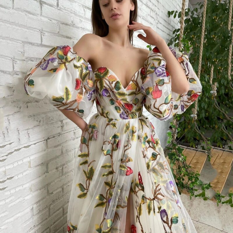 🌷Botanical Dream Embroidered Gown